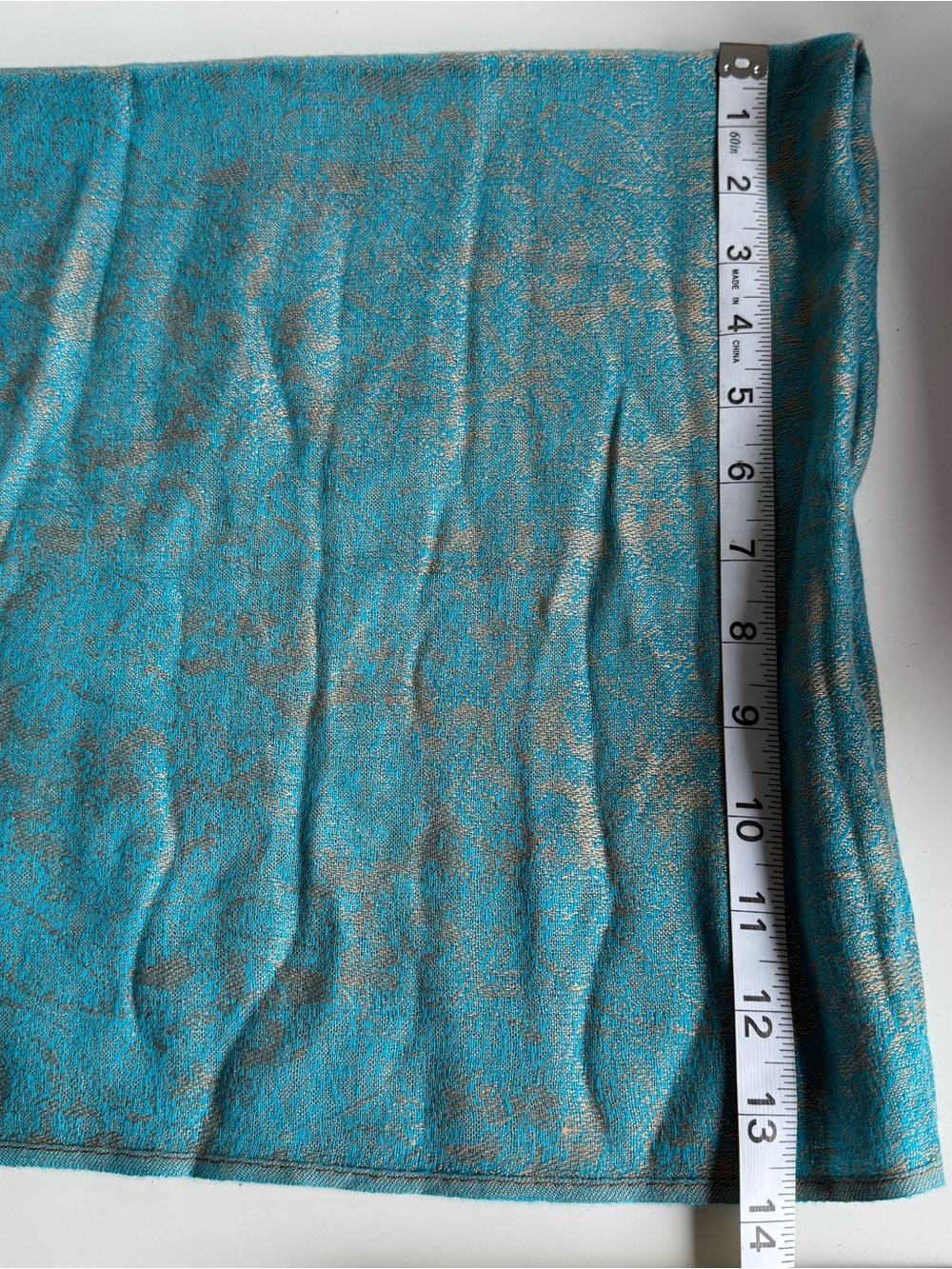 100% Pashmina Turquoise Paisley Fringe Shawl Wrap Scarf - Picture 6 of 8